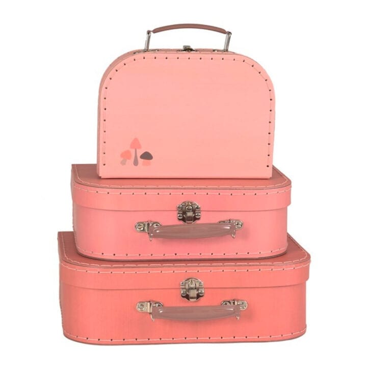 kuffertsæt peach med svampe print