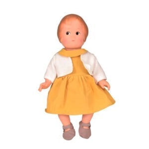 Klassisk retro dukke Jeanne me gul kjole fra Les Petit