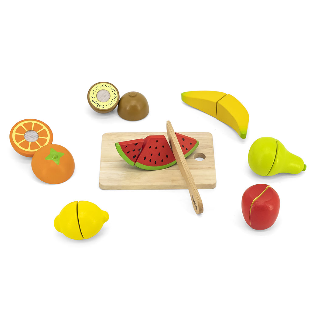 Skæremad i træ - frugter. Legemad til legekøkken