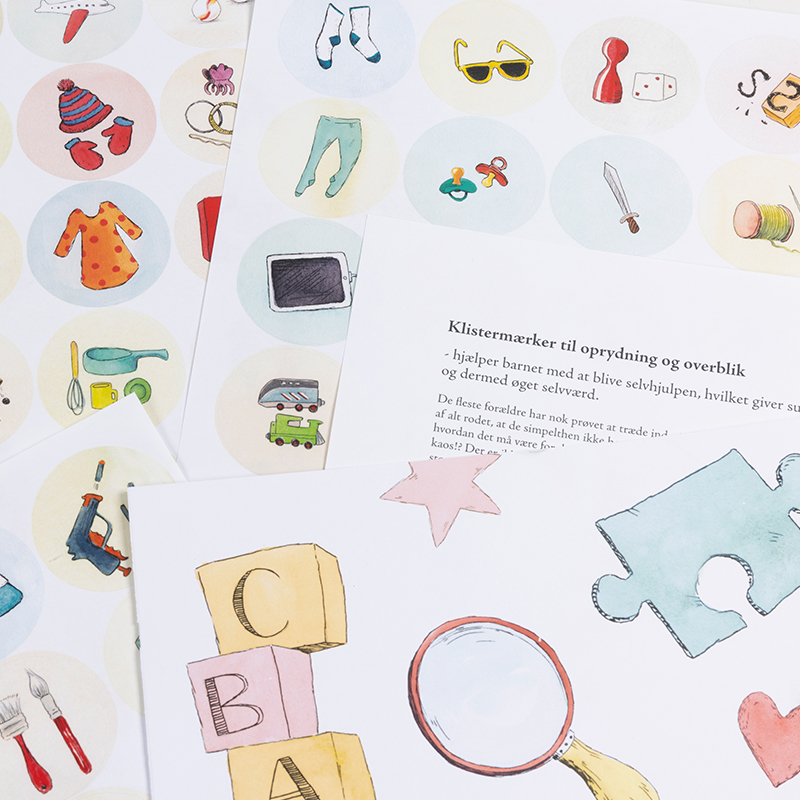 96 klistermærker til organisering på børneværelset