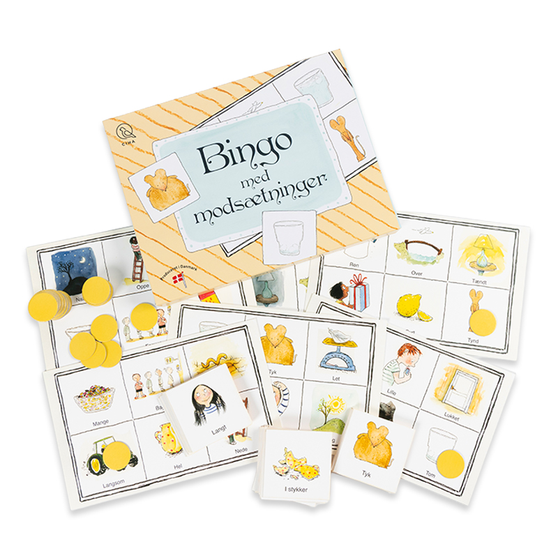 Bingo med Pelle med Ronja, der lærer dig om modsætninger, til børn fra 3+ år