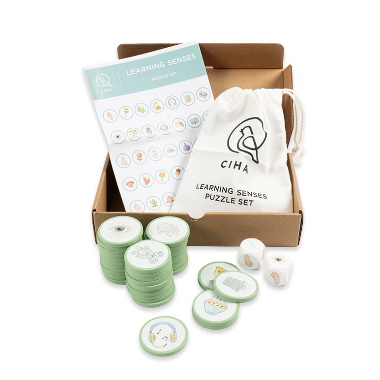 Lær om vores 5 sanser med dette sjove spil med FSC træ brikker. Kan varieres i spillemuligheder og sværhedsgrad